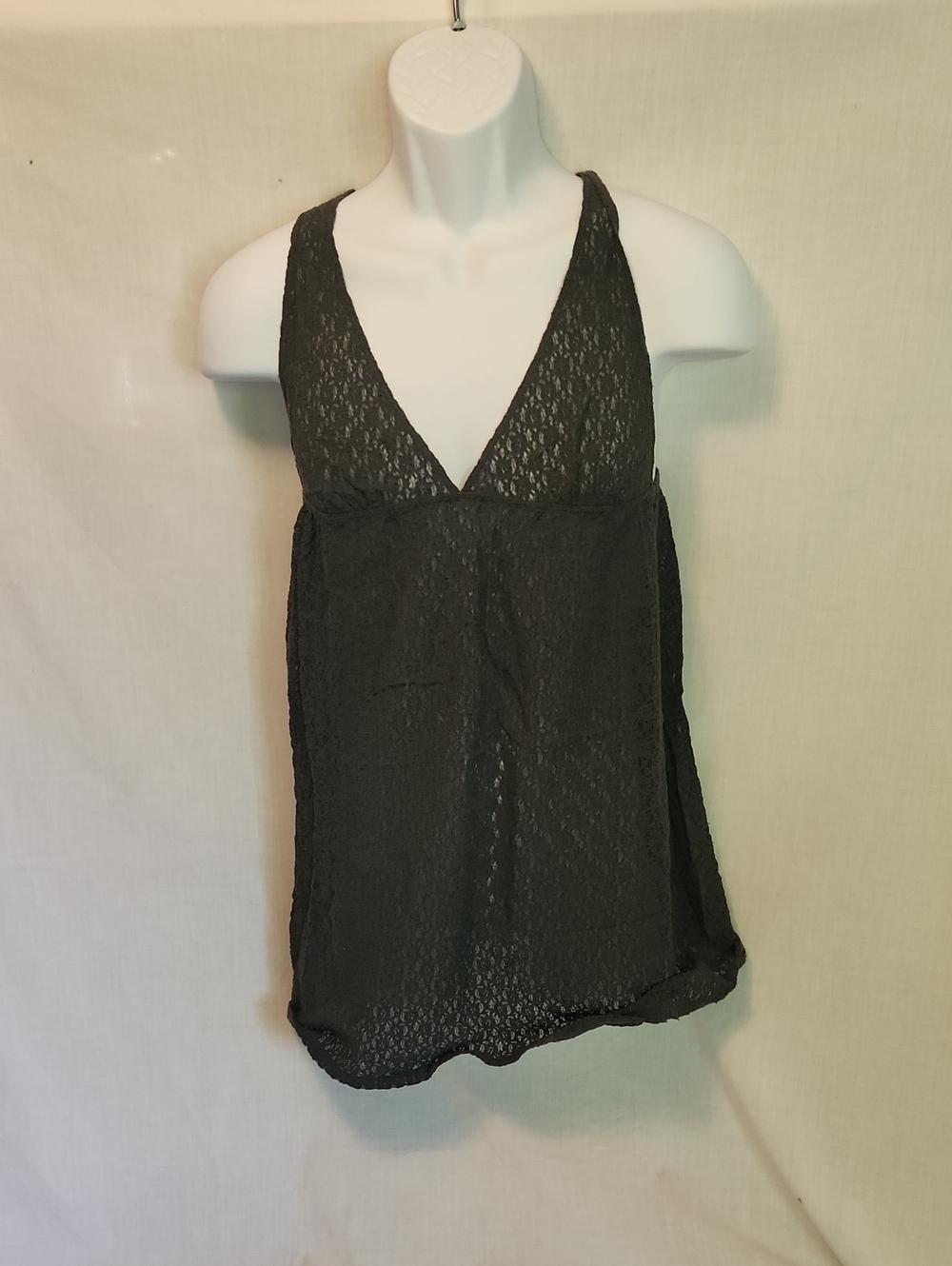 Sheer Black Lace V-Neck Chemise Slip